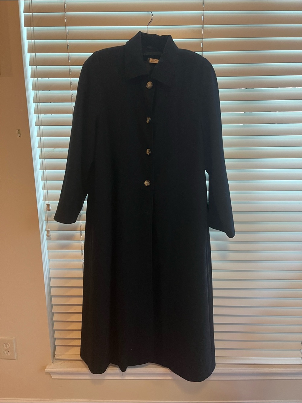 Black Long Sleeve wool Dress Coat
